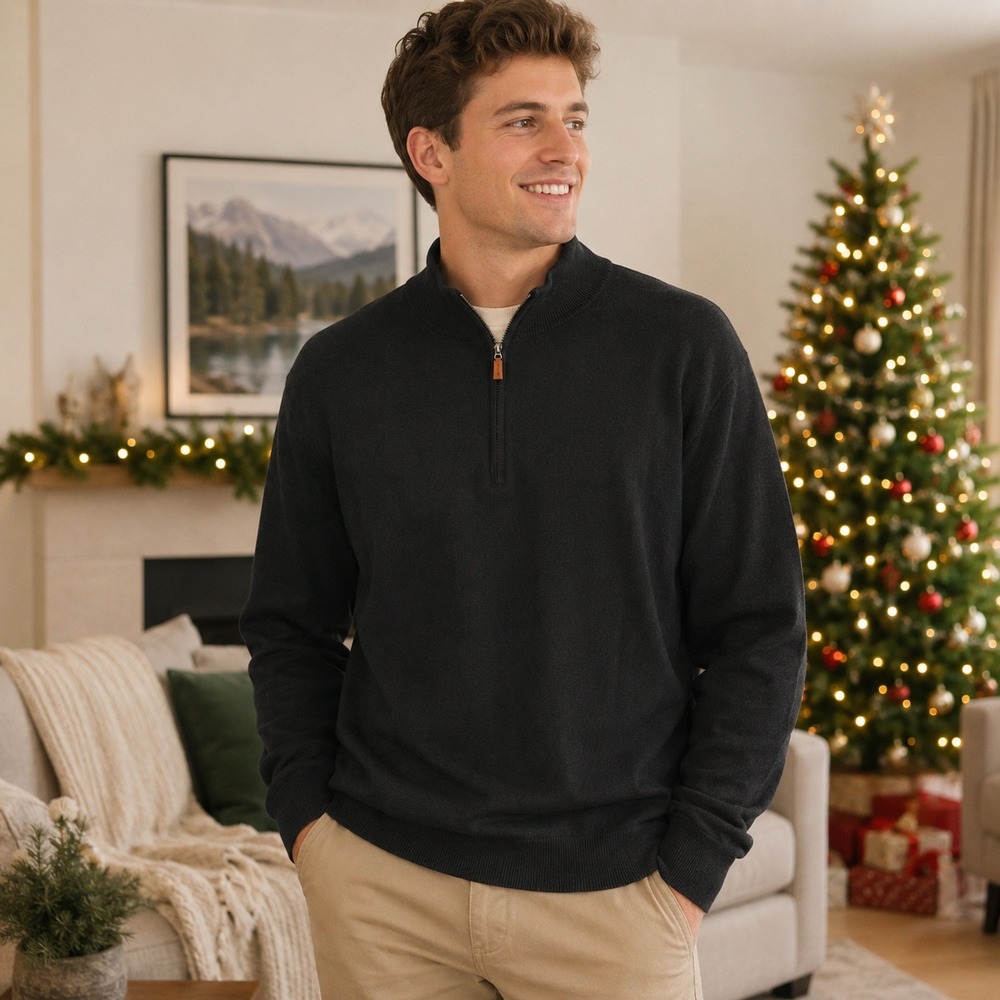 Peter Millar Mens Size XL Black 1/4 Zip Italian Merino Wool Sweater Pullover